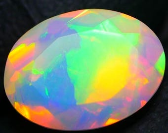 3.90 CRT Natural Ethiopian Opal cut stone, Faceted cut Opal, Pin-Fire Opal, Welo fire opal, ring size opal, multi-fire Opal (13X10X7mm)
