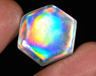 22.80CRT Synthetic Doublet white Aurora Opal Size - 23X6mm. Aurora Doublet Opal Gemstone Designer Fancy Shape Cabochon For Making Jewelry.