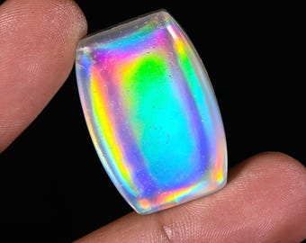 40.00CRT Synthetic Doublet white Aurora Opal Size-33X22X6mm. Aurora Doublet Opal Gemstone Designer Radiant Shape Cabochon For Making Jewelry