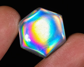 21.30CRT Synthetic Doublet white Aurora Opal Size - 23X6mm. Aurora Doublet Opal Gemstone Designer Fancy Shape Cabochon For Making Jewelry