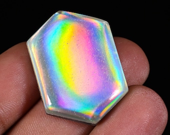 40.00CRT Synthetic Doublet white Aurora Opal Size - 34X23X6mm. Aurora Doublet Opal Gemstone Designer Fancy Shape Cabochon For Making Jewelry