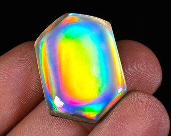 33.65CRT Synthetic Doublet white Aurora Opal Size - 30X20X6mm. Aurora Doublet Opal Gemstone Designer Fancy Shape Cabochon For Making Jewelry