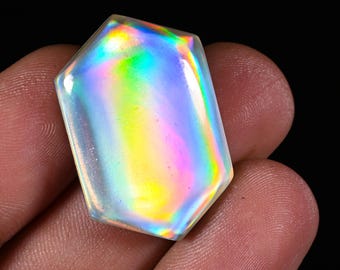 Aurora Opal Doublet Cabochon – Synthetic Gemstone, Fancy Cut (30X20X6mm)