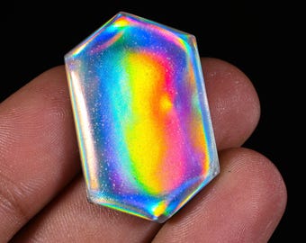 41.85CRT Synthetic Doublet white Aurora Opal Size - 35X22X6mm. Aurora Doublet Opal Gemstone Designer Fancy Shape Cabochon For Making Jewelry