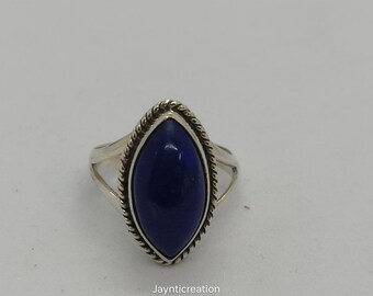 Handgemaakte lapis lazuli-ring: massief 925 sterlingzilveren edelsteensieraden