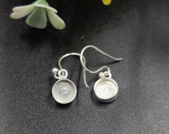 Sterling Silver  Close Blank Earring, Bezel Setting