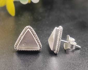 Sterling Silver  Close Blank Earring, Bezel Setting