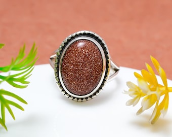 Sterling Silver    Golden  Sandstone Ring - Handmade Bohemian Jewelry