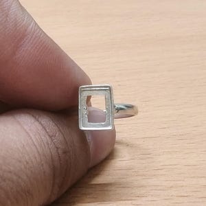 Sterling Silver  Rectangle Open Blank ring, DIY Jewellery Supplies