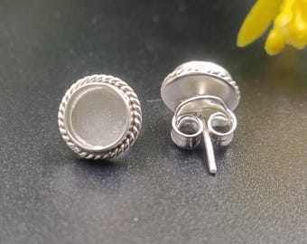 Sterling Silver  Close Blank Earring, Bezel Setting