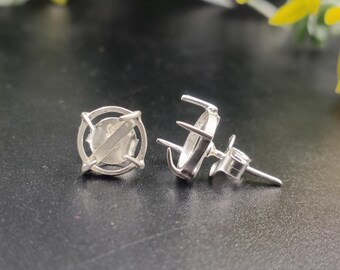 Sterling Silver  Open Blank Earring, Prong Setting
