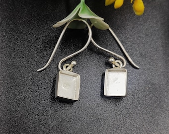Sterling Silver  Rectangle Earring, Close Blank Earring, DIY Jewellery Supplies