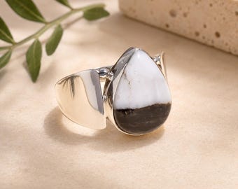 925 Sterling Silver White Buffelo Gemstone Ring for Women | Handmade Statement Ring