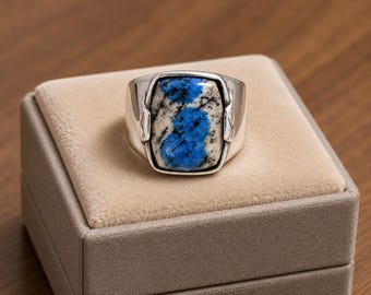 Handmade Turquoise Ring, Solid 925 Sterling Silver Statement Ring