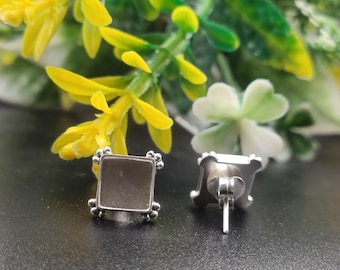 Sterling Silver  Close Blank Earring, Bezel Setting