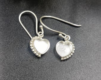 Sterling Silver  Close Blank Earring, Bezel Setting