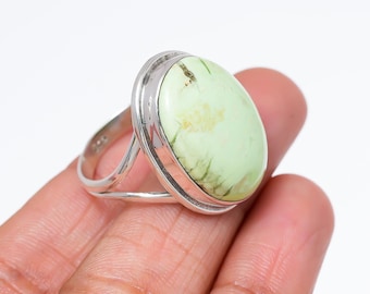 Handmade Lemon Chrysoprase  925 Sterling Silver Ring: Gemstone Jewelry