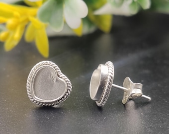 Sterling Silver  Close Blank Earring, Bezel Setting