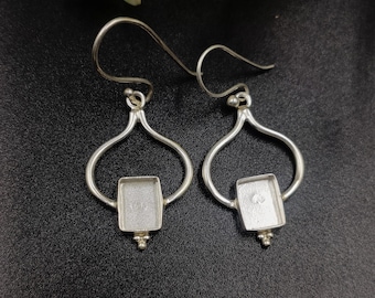 Sterling Silver  Rectangle Earring, Close Blank Earring, DIY Jewellery Supplies