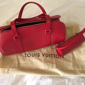 Authentic Louis Vuitton Soufflot Epi Red Leather With 