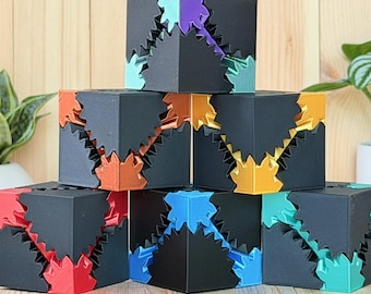 Fidget Cubes 2-Pack for Adults | Gear & Infinity 3D Printed Desk | 6 Colors