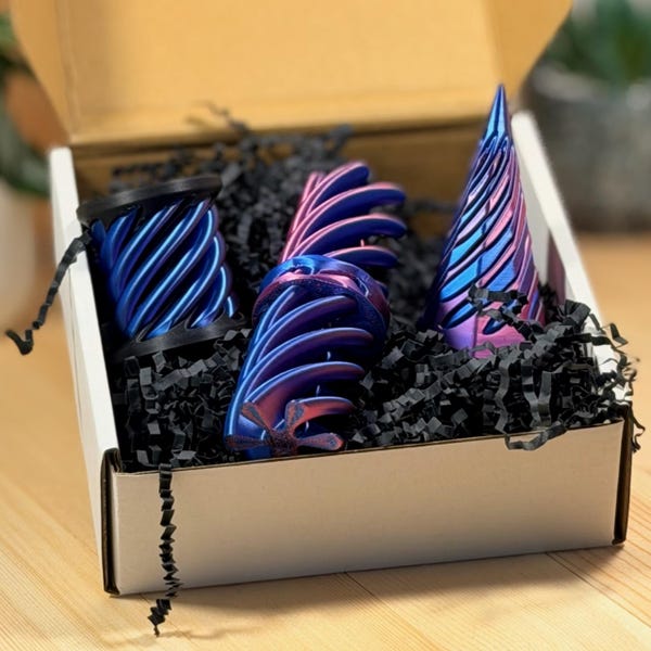FIDGET 3-PACK Toy Bundle: Fidget Pyramid, Spiral & Nugget | 3 Color Options
