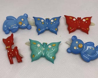 VTG, Hair Clips, Barrette, Hair Accessory, 1980s Retro, Animals, 4cm Longclip, mini barrette, clip, classic updo clip, barrette, paired hair