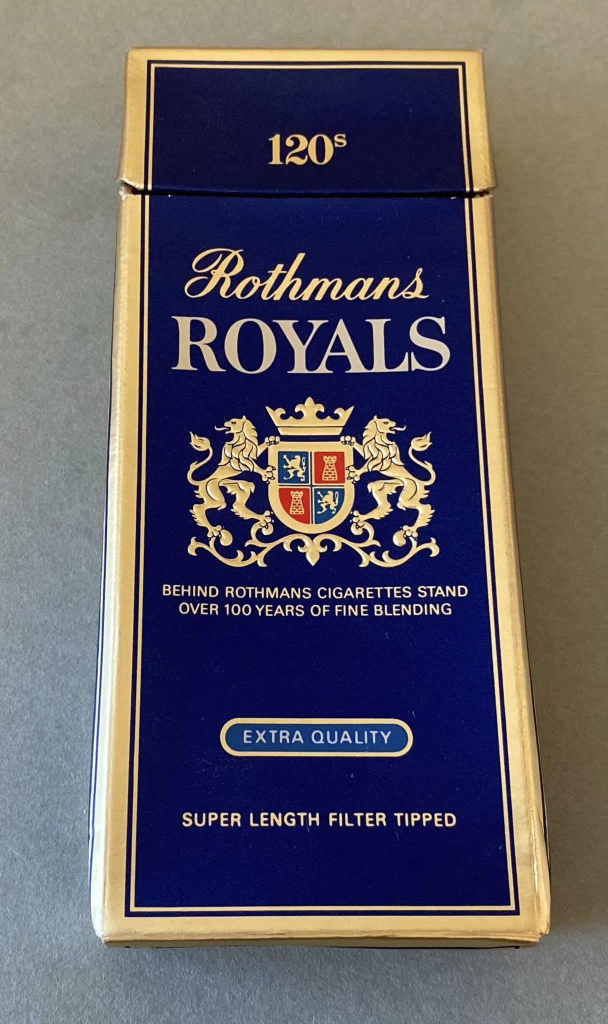 Vintage Empty Cigarette Pack Rothmans Royals 120s Super Length Filter Made  In England No Health Warning no tobacco included, iconic logo box