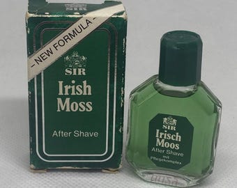 Seltene Vintage-Miniatur von Sir Irish Moss Aftershave mit Schachtel | Parfümregal-Dekoration, Mini-Parfüm rosa, Mini-Parfüm für Damen, Luxus-Mini-Parfüm