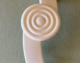 Vintage Franse witte art deco haarspeld – retro geometrische haarclip – minimalistisch acryl haaraccessoire