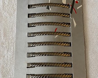 Fermagli per capelli vintage francesi Delcia, rimanenze di magazzino – Made in France, clip in metallo color argento, 56 mm – Nuovo, rimanenza di magazzino, classico fermaglio per acconciatura, rettangolare