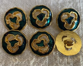 Set of 6 Vintage Acrylic Buttons Green or Purple with Gold Floral Design sewing supplies, etsy sellers, diy sewi– 18.5mm Coat Jacket Buttons