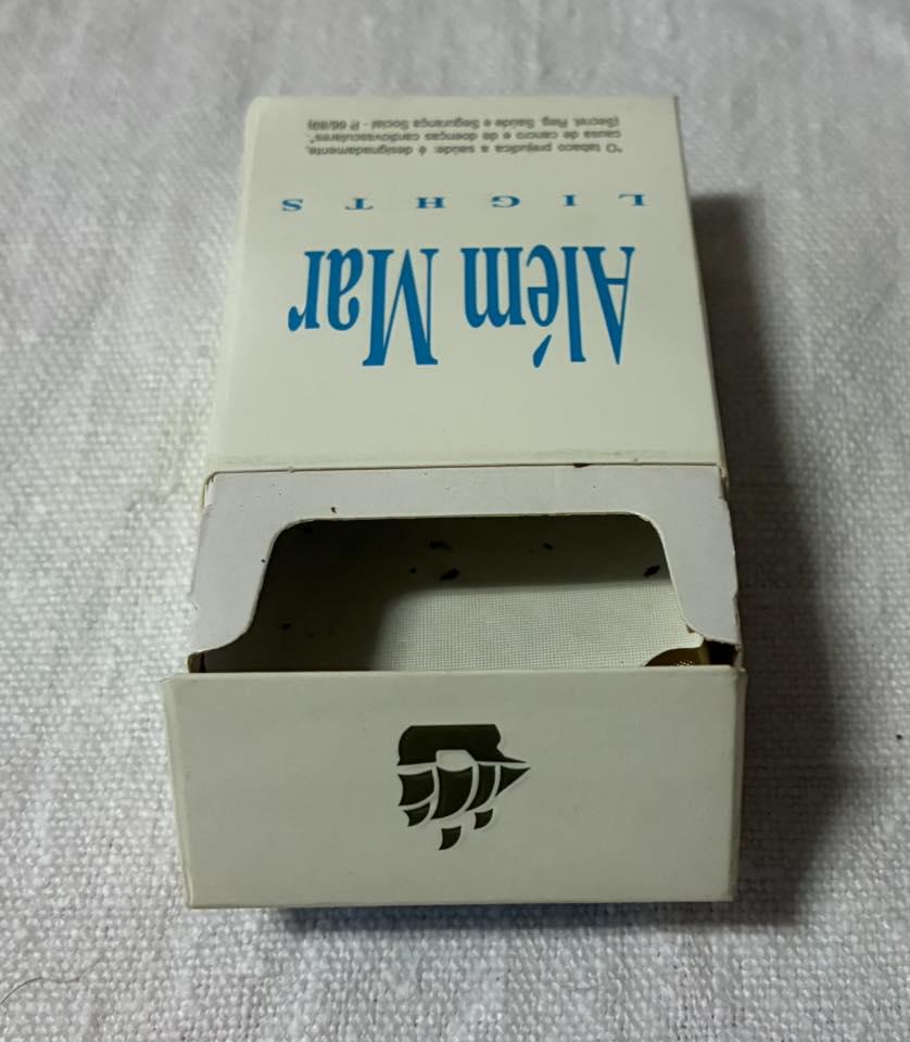 alem mar cigarettes Vintage Portuguese Cigarette Pack “ Além Mar Lights” – luxury box only,  empty cigarette pack, collectible cig pack, gold foil carton, props