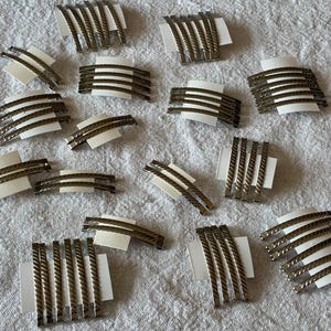 Delcia Vintage French Metal Hair Barrettes Set of 2, 4 or 6, Gold Tone Leaf Pattern Hair Clips, Deadstock Unused Made in France