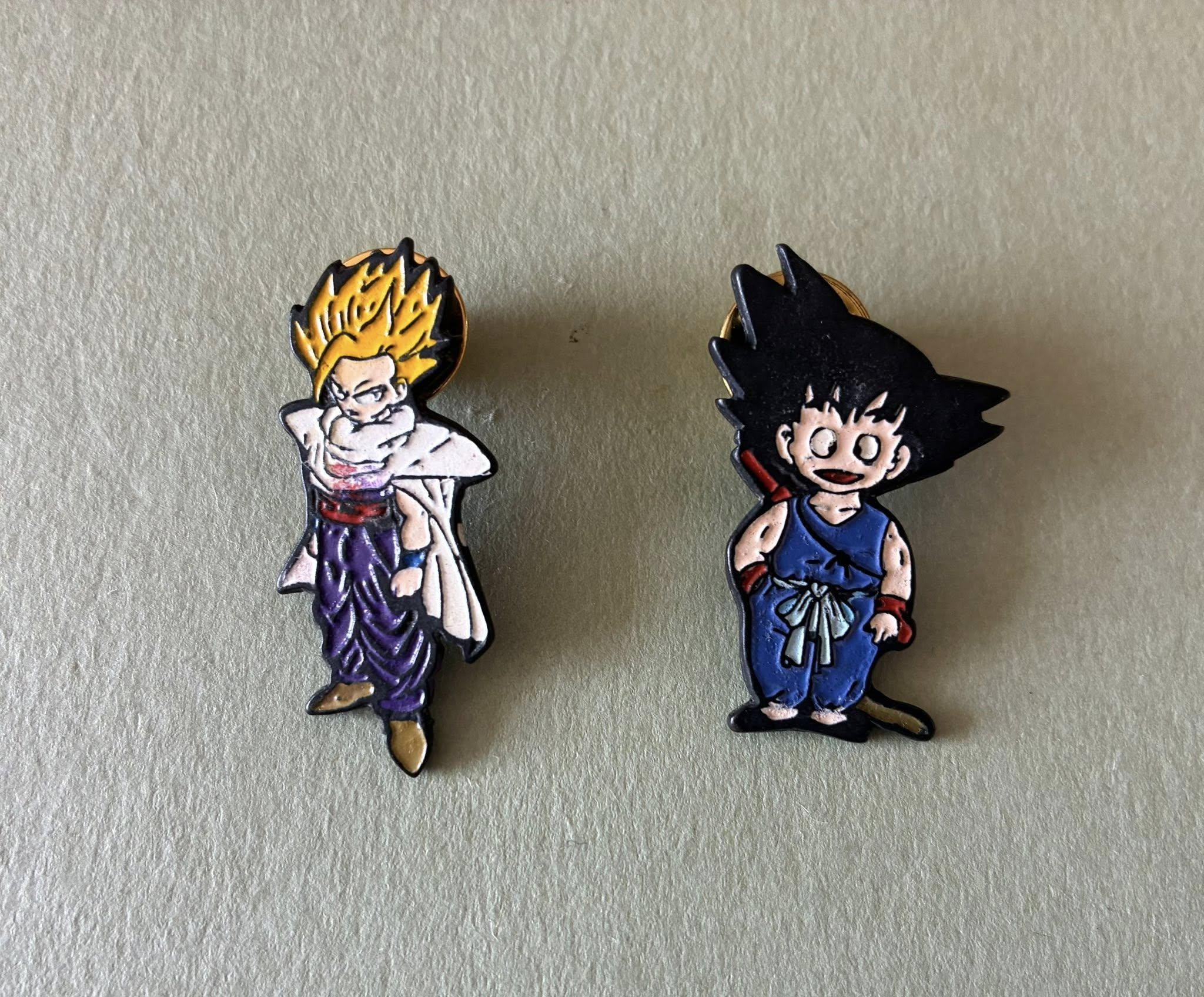 Vintage Dragon Ball Enamel Pins Lot of 2, 1990s Kid Goku and Gohan