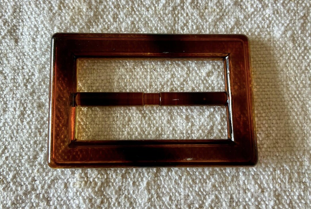 Rectangular Frame Buckle Vintage Acrylic Belt Buckle Small Tortoiseshell Amber 58mm – Old Stock ...