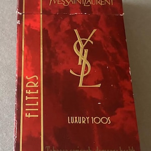 Empty Tobacco Pack Vintage Yves Saint Laurent (YSL) Luxury 100s Filters, luxury box only, empty cigarette pack, collectible cig pack, gold