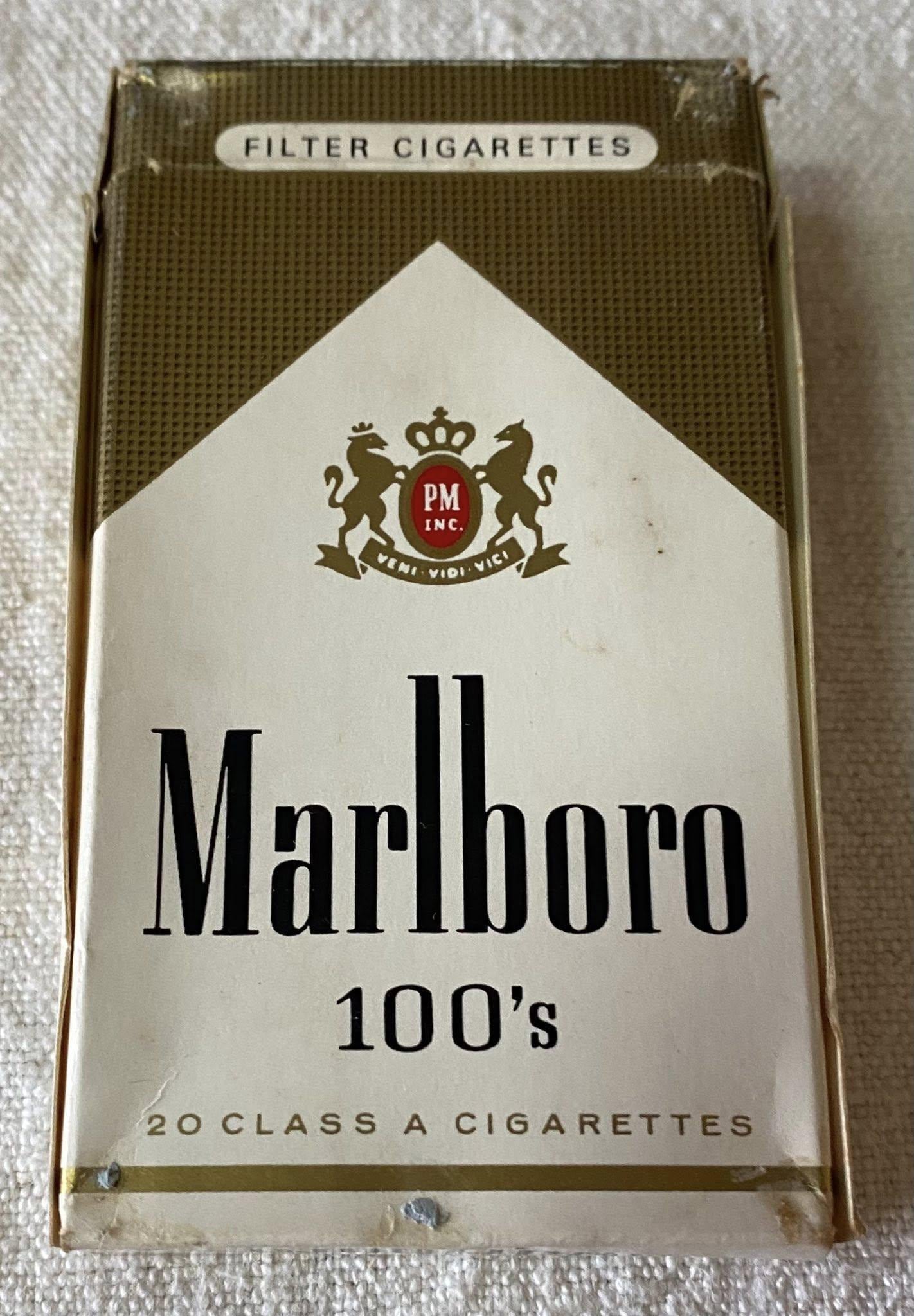 how much were a pack of cigarettes in 1970 Vintage Marlboro 100's Cigarette | Original Empty Marlboro Box USA | Brown & White Design | No Tobacco Included, Iconic Logo Box, Empty Philip Morris Lifts Prices Of