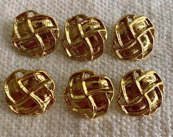 Vintage Gold Tone Metal Buttons, Woven Knot Design, Decorative Sewing Buttons, Unused Vintage sewing supplies, etsy sellers, diy sewing proj