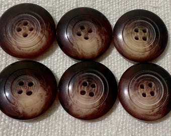 Vintage Buttons Set of 6 – Brown Faux Wood Resin Buttons – Geometric Design – 18mm or 23mm – Sewing Supplies blazer replacement, classic