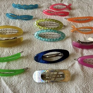 Vintage 80s Statement Hair Barrette Lot of 5 Lot of 5 Vintage 80s 90s Snap Tight Barrettes • Plastic Hair  main image 4