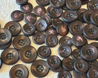 Vintage Acrylic Buttons Brown Burgundy 4 Hole Sewing Buttons Retro Coat Jacket Cardigan Craft Supplies 18mm 23mm Set