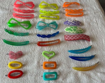 Vintage Deadstock Hair Barrettes NOS 90s Hair Clips Colorful Resin Snap Clips Cottagecore Y2K Hair Accessories Choose Style