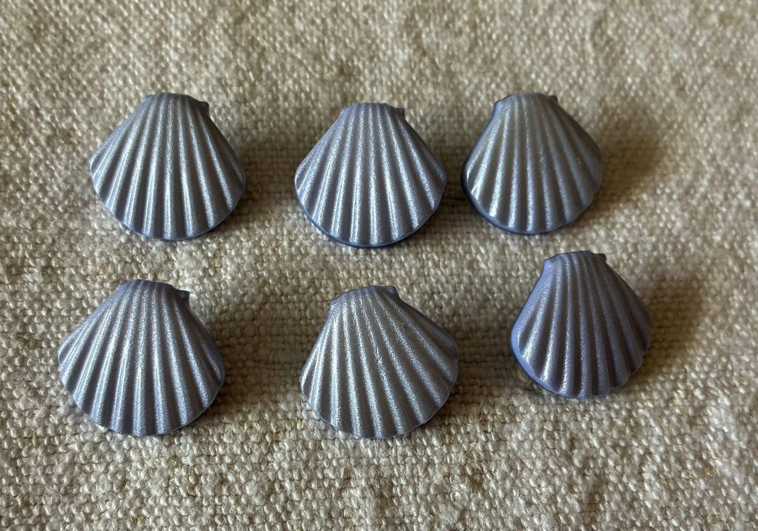 Seashell Buttons Silver Plastic – Blazer Replacement, Sewing Supplies ...