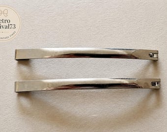 Vintage French Metal Barrettes – Sold as a Pair – Made in France Deadstock – Minimal Silver Hair Clips – 2 Sizes, classic updo clip