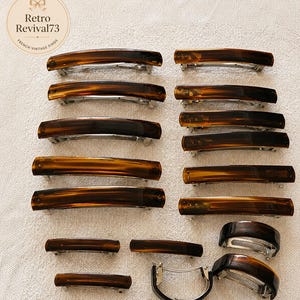 Fermaglio per capelli vintage francese OTOMATIC – Made in France – Tartaruga – Originale anni '80, nuovo di zecca, classico fermaglio per acconciatura, rettangolare