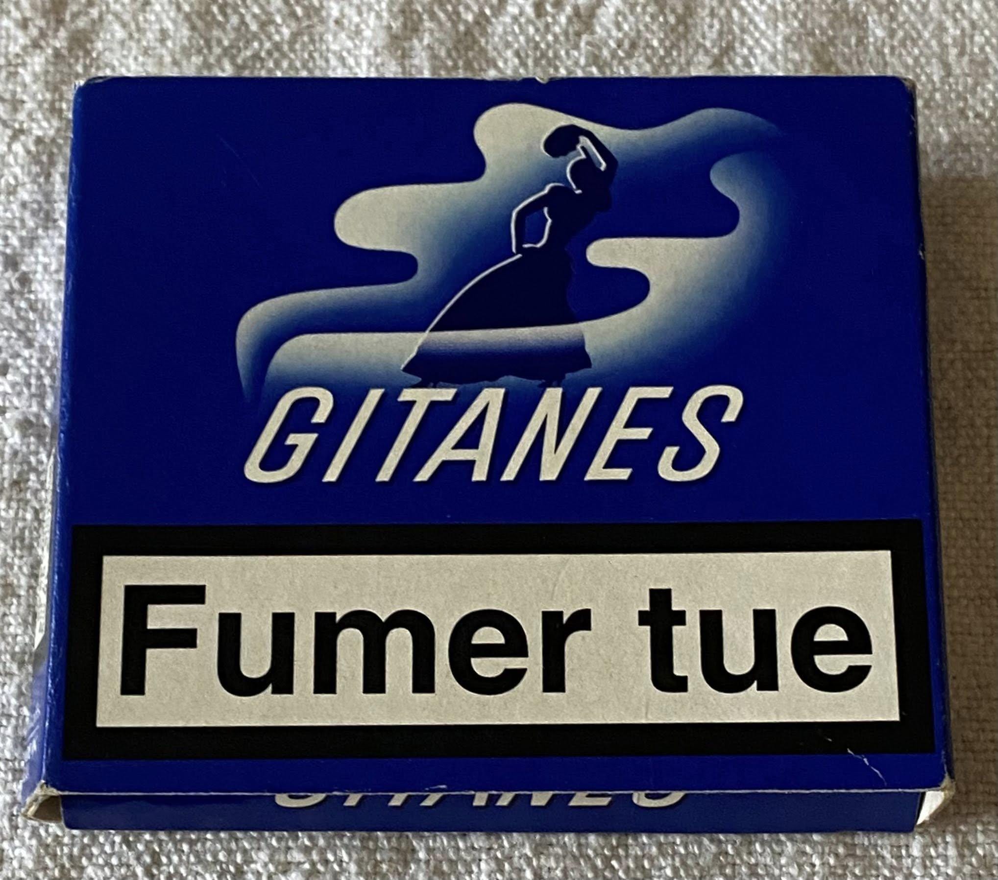 jitan cigarettes Vintage Gitanes Cigarette Pack – Empty Blue French Tobacco Packaging,  “fumer Tue” Warning, Classic Smoking Ephemera