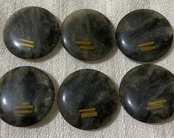 Set of 6 Vintage Large Buttons Dark Green & Black Marbled Shank Buttons – Retro Sewing Craft Supplies 27mm, blazer replacement, classic mens