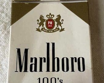 marlboro 100 cigarette Vintage Marlboro 100's Cigarette Pack | Original Empty Marlboro Box USA |  Brown & White Design | No Tobacco Included, Iconic Logo Box, Empty