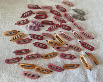 VTG, 2 x cheveux barrettes, cheveux épingles, retro of the 70s/80s, multicolored, 4.5 cm long, adelcia france clip, classic updo clip